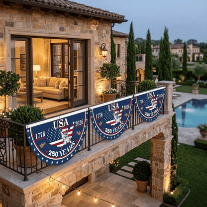 🗽USA 250th Anniversary Flag Half Round Banner V2🦅
