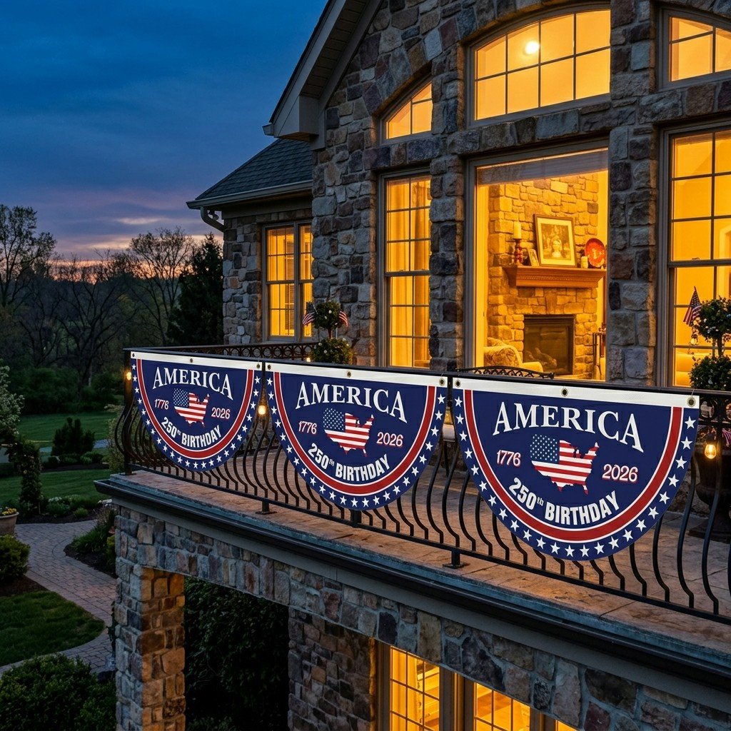 🗽USA 250th Anniversary Flag Half Round Banner V2🦅