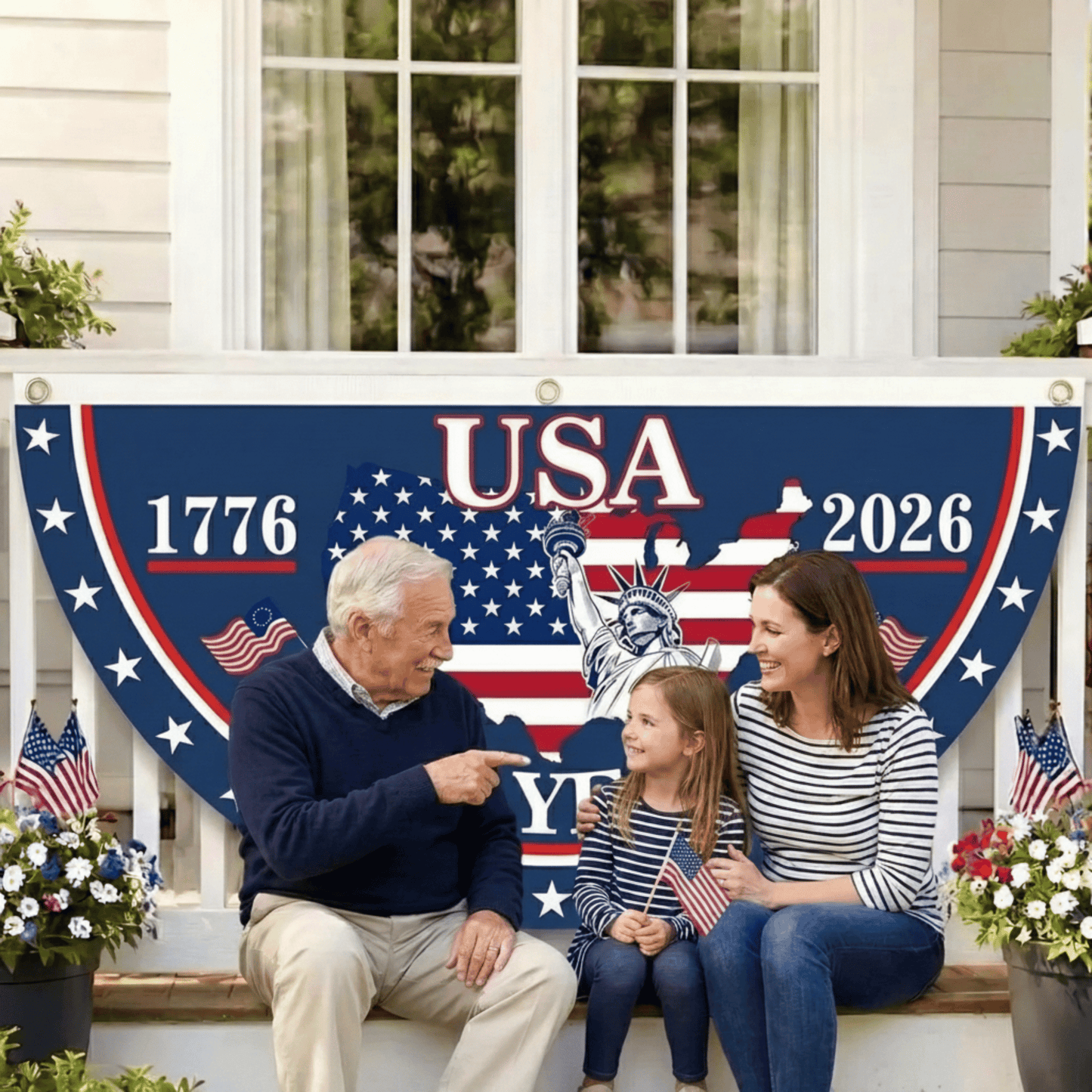 🗽USA 250th Anniversary Flag Half Round Banner V2🦅