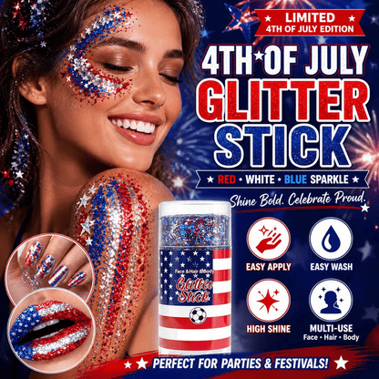 🦅4th of July Glitter Stick✨🔔Red, White & Blue Body & Hair Sparkle