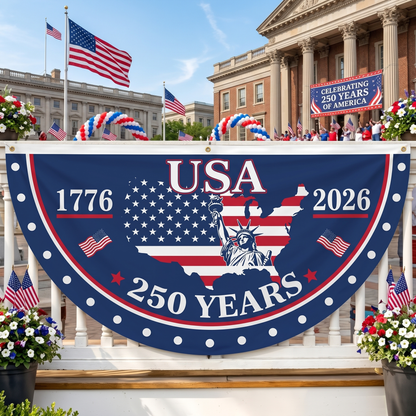 🗽USA 250th Anniversary Flag Half Round Banner V2🦅
